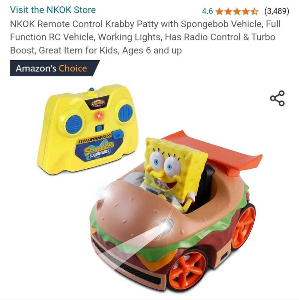 Remote Control Spongebob Vehicle